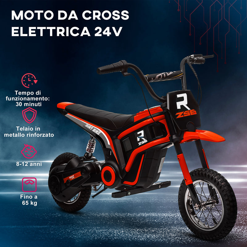 Moto Elettrica per Bambini con Acceleratore Manuale 2 Velocità 8-16km/h Rosso  -6