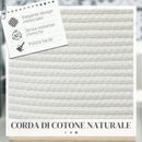 Cesto Portabiancheria Pieghevole con Manici 36L Ø38x45 cm in Cotone Naturale Bianco Crema -4