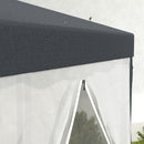 Gazebo da Giardino Esagonale con Doppio Ingresso 3.94x3.94x2.5 m in Metallo e Poliestere Grigio-9