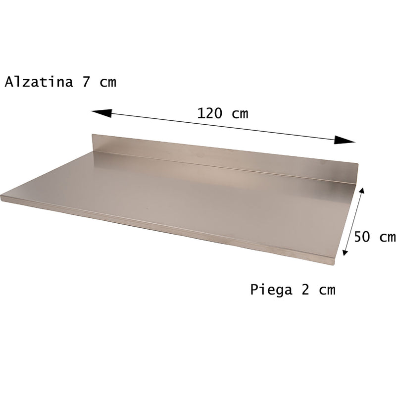 Tagliere Spianatoia per Alimenti Professionale con Alzatina 120x50 AISI 304 -6