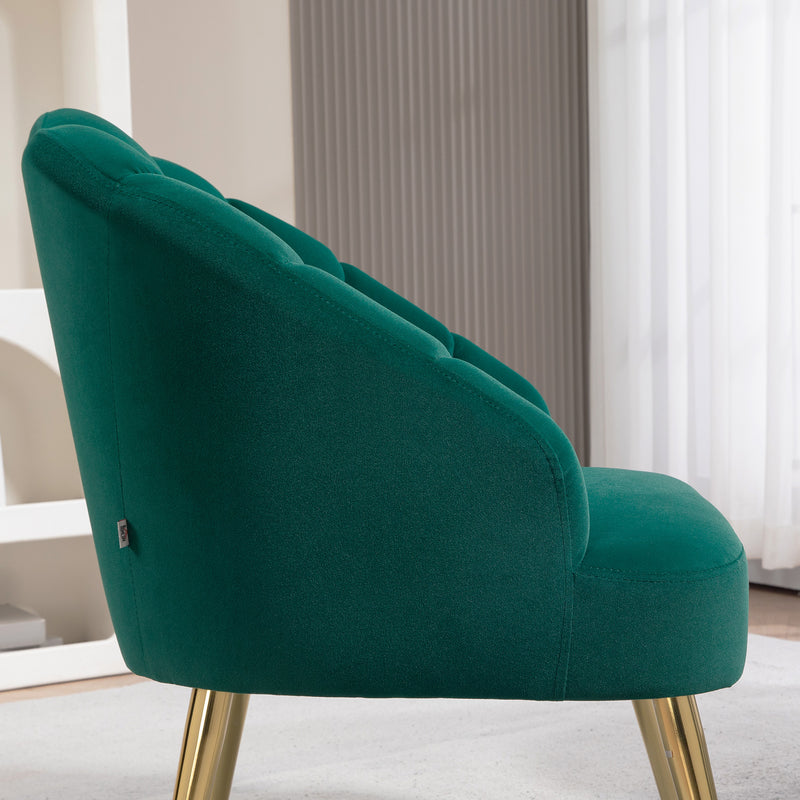 Poltrona a Conchiglia Stile Art Deco 63x65x84 cm in Velluto Verde  -7