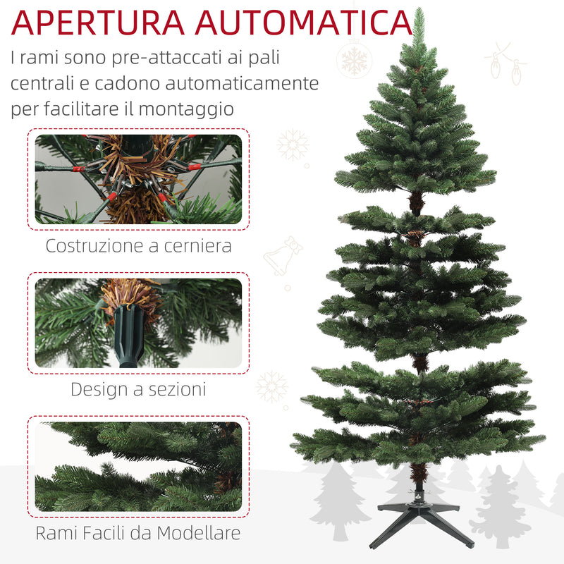 Albero di Natale Artificiale 180 cm 1050 Rami Apertura a Cerniera Verde -7