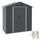 Casetta Box da Giardino con Doppia Porta Scorrevole 4 Prese d'Aria 194x110x184 cm in Acciaio Zincato Grigio -1