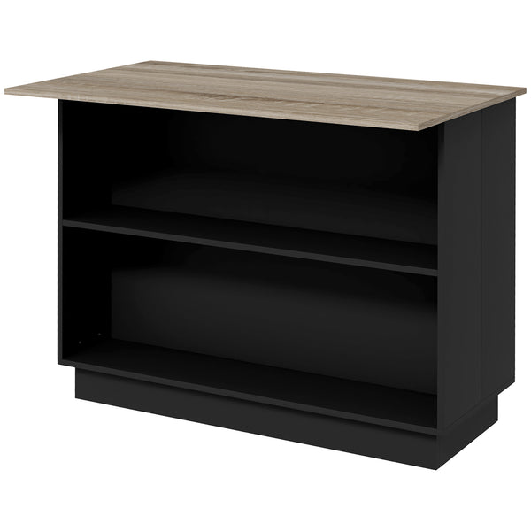 sconto Isola per Cucina con 2 Ripiani Aperti e 2 Armadietti 105x60x82 cm in MDF Rovere e Nero