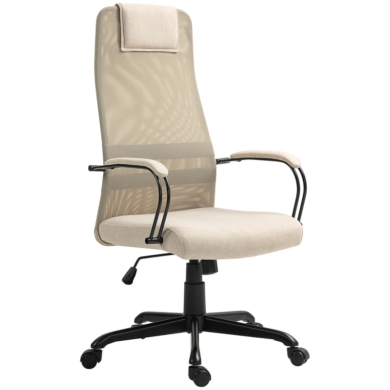 Sedia da Ufficio Ergonomica Girevole con Reclinazione Altezza Regolabile 58x61x115-125 cm Beige  -1