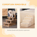 Scaletta per Cani 4 Gradini 60x35x44 cm in Flanella Sfoderabile e Truciolato Beige-5