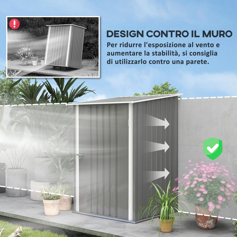 Casetta Box da Giardino 100x103x160cm in Acciaio Galvanizzato Grigio -6