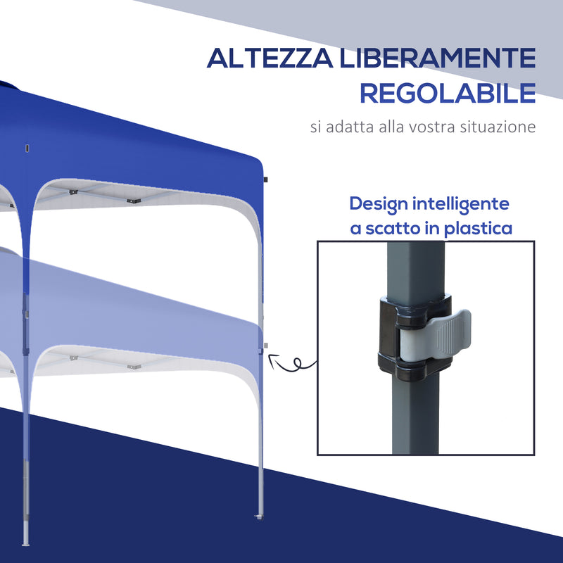 Gazebo Pieghevole 2.5x2.5 m con Altezza Regolabile Sacchetti di Sabbia e Borsa con Ruote Blu-6