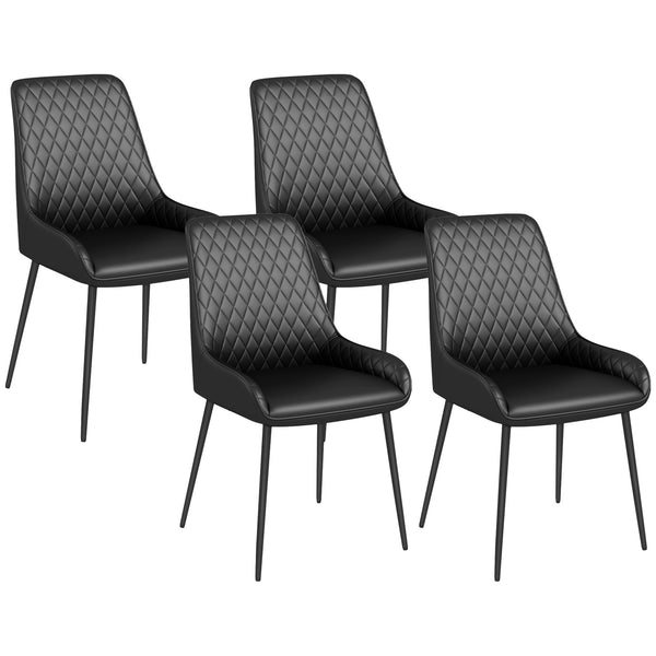 Set 4 Sedie Trapuntate a Diamante 49x60x89 cm Imbottite in Pelle PU Nero online