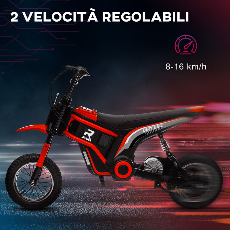 Moto Elettrica per Bambini con Acceleratore Manuale 2 Velocità 8-16km/h Rosso  -5