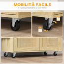 Carrello da Cucina con Piano Pieghevole 120x68x89 cm in Legno e Rattan Stile Boho-7