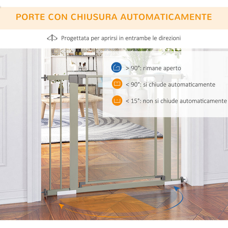 Cancelletto di Sicurezza per Cani Estensibile con Chiusura Automatica 75-103x76 cm Grigio -5