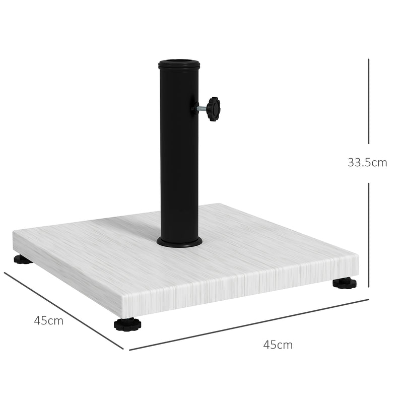 Base per Ombrellone da 25kg in Metallo e Cemento con Effetto Legno 45x45x33.5cm Bianco-3