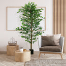 Pianta Artificiale di Ficus con Vaso per Interni ed Esterni 180 cm Verde -2