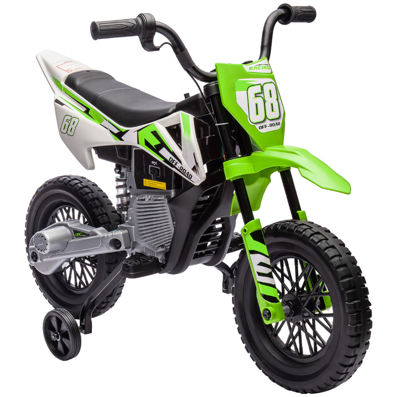 Moto Elettrica per Bambini con Rotelle e Indicatore di Carica Verde  -1