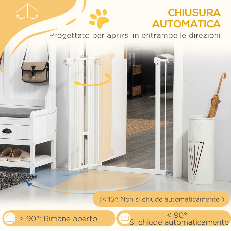 Cancelletto di Sicurezza per Cani con Porta Piccola Montaggio a Pressione Chiusura Automatica 74-80x91,4 cm Bianco-5