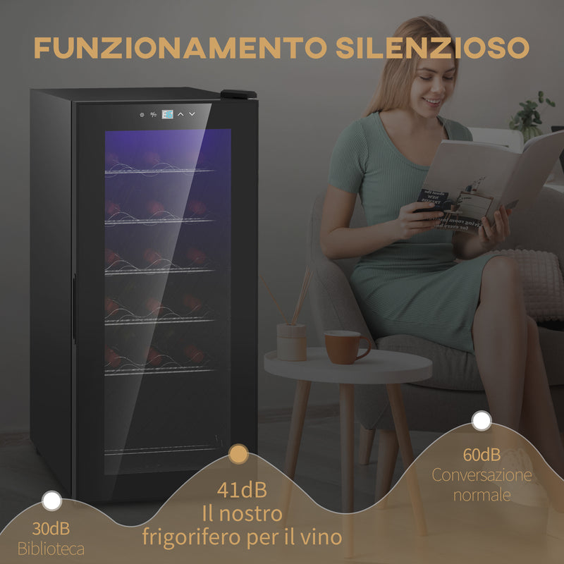 Cantinetta Frigorifero 18 Bottiglie di Vino Display e Luce LED e Controllo Temperatura   -8