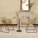 Set 2 Sedie da Pranzo Stile Boho da Interno con Schienale Basso e Braccioli 56x59x74 cm in Rattan PE Giallo-6