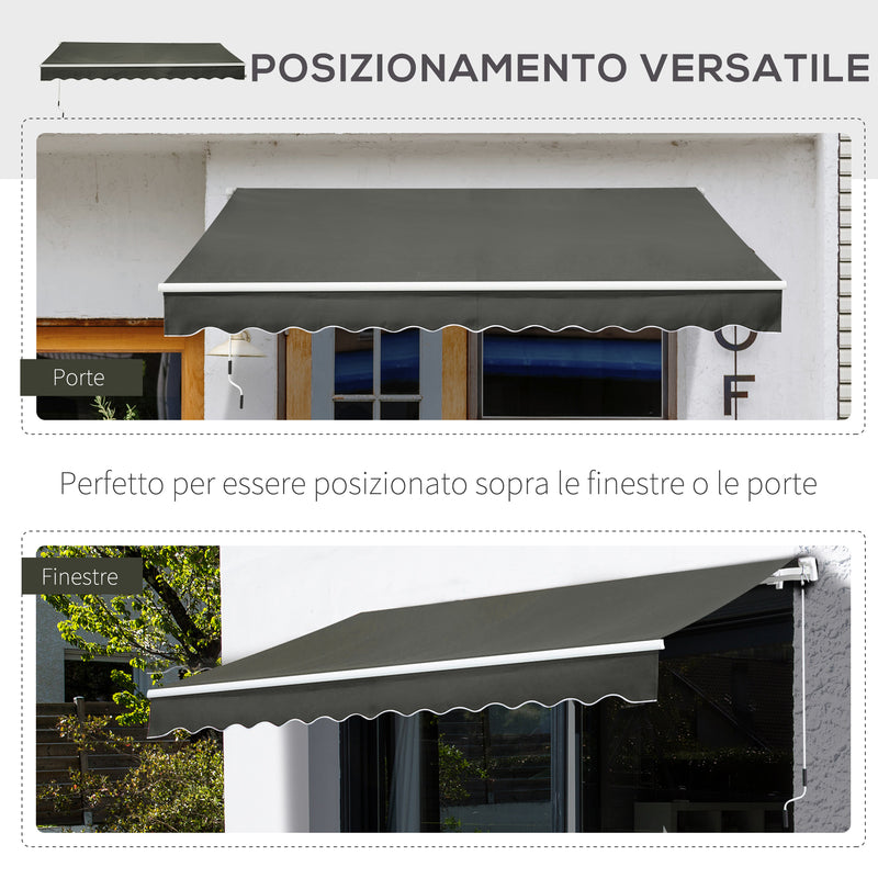 Tenda da Sole per Esterno Avvolgibile a Bracci 350x250 cm con Apertura a Manovella Grigio-5