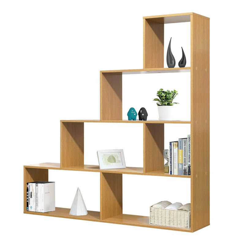 Libreria a scala 145x145x29 cm in rovere naturale-1