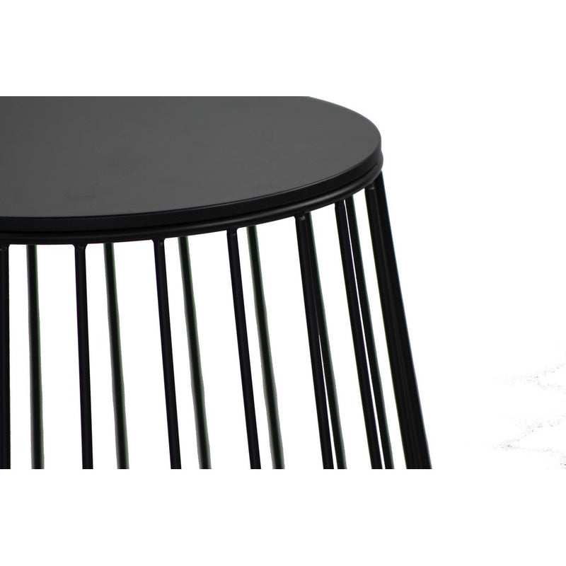 Tavolino da Caffè Ø41,5x43 cm in metallo con ripiano in legno Nero-2