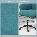 Sedia da Ufficio Girevole ad Altezza Regolabile 63x66x86-96 cm in Tessuto Effetto Lino e Acciaio Verde Scuro-5