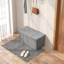 Panca Contenitore Pieghevole 84L 76x38x38 cm in Finta Pelle Grigio-2