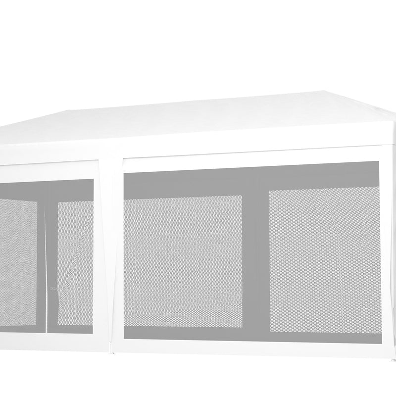 Gazebo da Giardino per Feste con 6 Pareti Rimovibili a Zanzariera 582x295x255cm Bianco-9