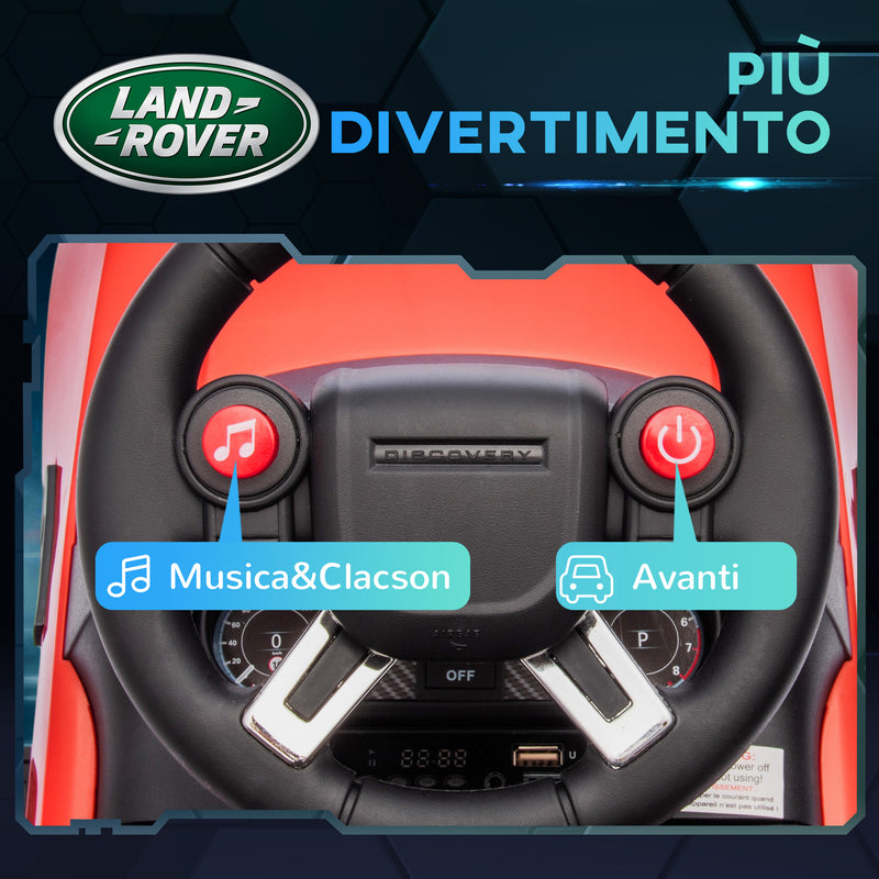 Macchina Elettrica per Bambini Licenza Land Rover Discovery 6V Velocità 3km/h Rosso -6