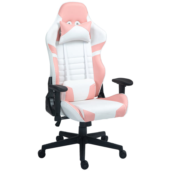 Sedia da Gaming Reclinabile 155° con Poggiatesta e Supporto Lombare 69x54x125-132,5 cm in Similpelle Rosa acquista