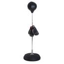 Punching Ball Sacco Boxe da Terra Altezza Regolabile 126-144 cm con Guantoni Nero-1