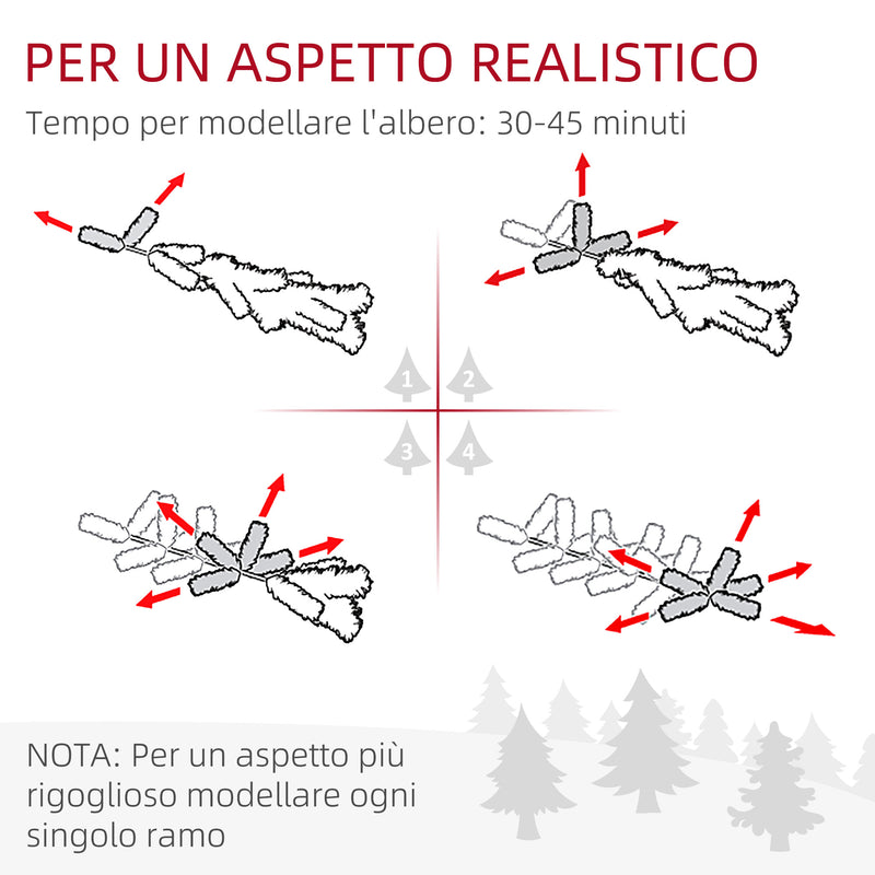 Albero di Natale Artificiale Innevato 180 cm 850 Rami Apertura a Cerniera Verde-7