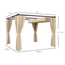 Pergola da Giardino con Tetto Retrattile e Tende 300x300x227 cm in Metallo e Poliestere Beige-3