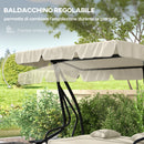 Dondolo Letto da Giardino 200x120x164 cm in Acciaio e Teslin Crema-5