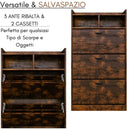 Scarpiera Salvaspazio 3 Ante a Ribalta 60x24x120h cm in Melaminico Industrial-4