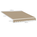 Telo di Ricambio per Tenda a Bracci in Poliestere Anti UV da 4x2,5m Beige-3