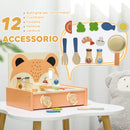 Cucina Giocattolo per Bambini Fornello e 12 Accessori in Legno   -5