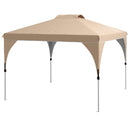 Gazebo da Giardino 3x3 m Pieghevole con Altezza Regolabile e Borsa di Trasporto con Ruote Beige-1