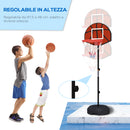Canestro Basket con Bersaglio Freccette 2 in 1 38,5x48,5x179 cm in Acciaio e PE Nero e Marrone-5