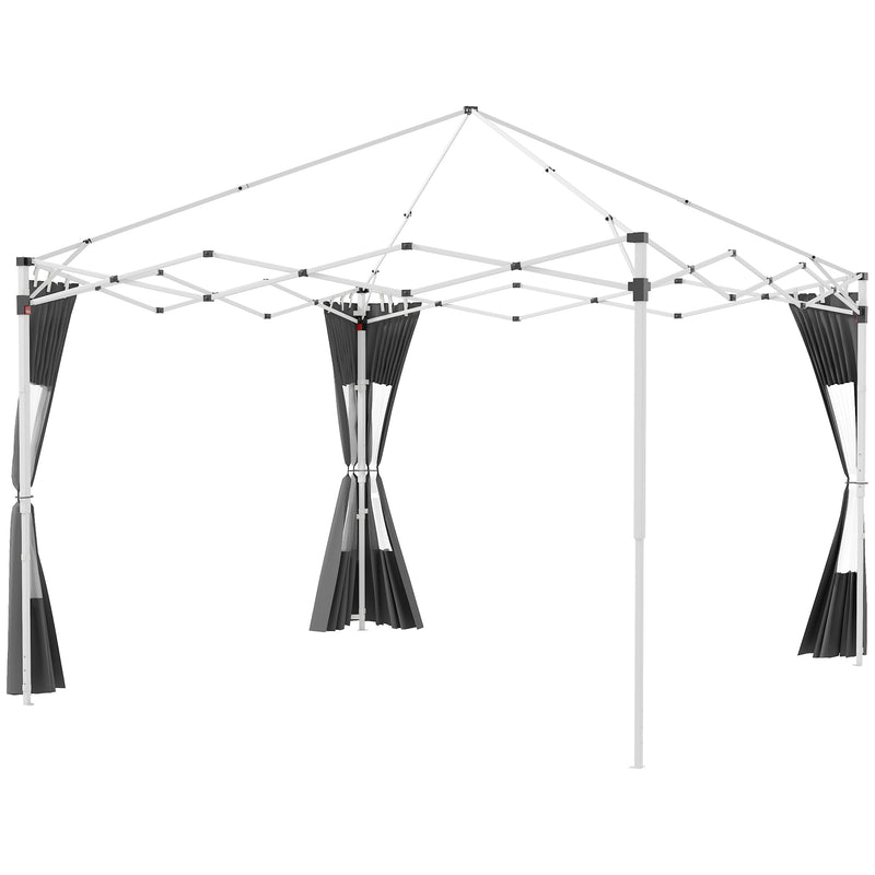 Set 2 Pareti Laterali per Gazebo 3x3m e 3x6m 295x195cm in Tessuto Oxford Grigio-1