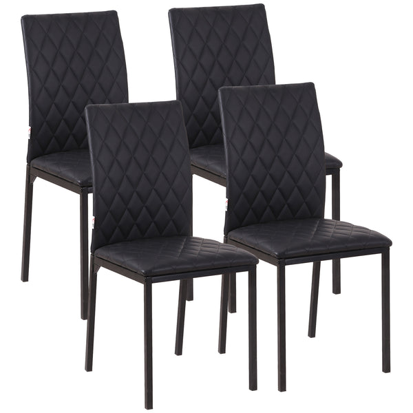 Set 4 Sedie da Pranzo in Finta Pelle Effetto Diamantato Nero online