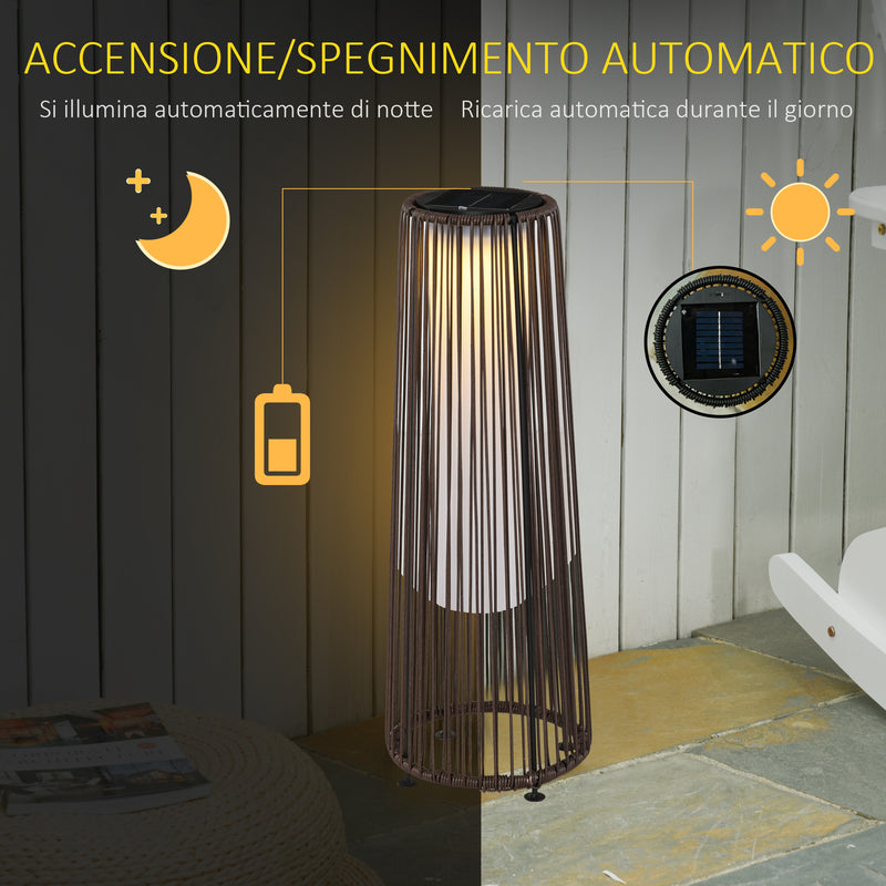 Lanterna Solare da Giardino con Luce LED in Rattan e Metallo  Ø21.5x61cm Marrone-4