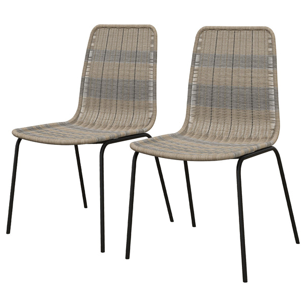 sconto Set 2 Sedie da Pranzo Stile Boho Chic con Schienale Basso 48x55x85 cm Rivestimento in Rattan PE Giallo