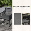 Set Tavolino e 2 Poltroncine con Cuscini da Giardino in Rattan PE Acciaio e Poliestere Nero-5