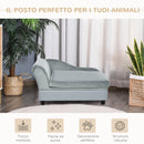 Cuccia Divanetto per Cani con Spazio Portaoggetti e Cuscino 76x45x43 cm Grigio Chiaro-4