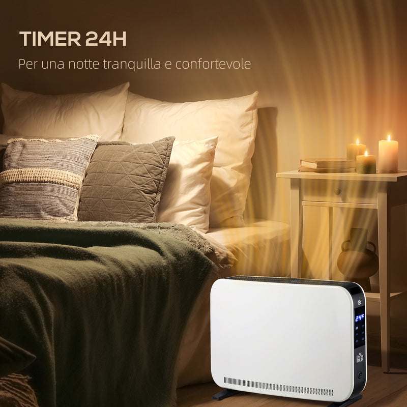 Termosifone Elettrico 3 Modalità Timer e Termostato 60x18,5x39,5 cm Bianco e Nero -6