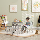 Set Tavolo con 4 Sedie per Bambini Altezza Regolabile Grigio  -2