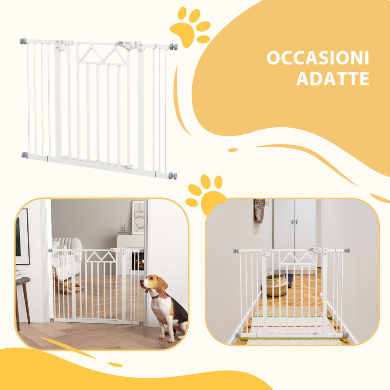 Cancelletto per Cani taglia Piccola e Media 74-100x76 cm in Acciaio e PA Bianco-8