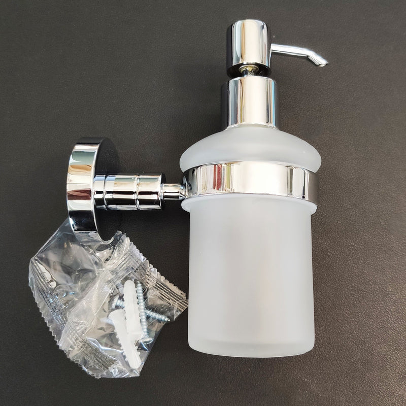 Porta Sapone Liquido da Parete in Acciaio Inox  e Vetro Opale Bonussi-3