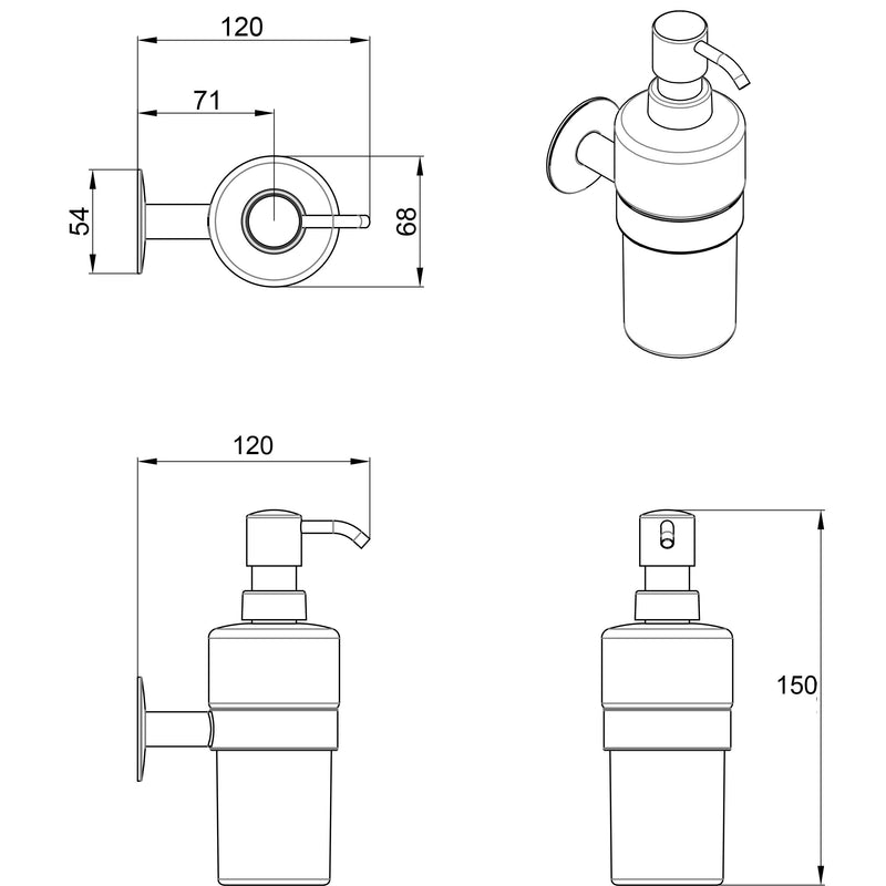 Porta Sapone Liquido da Parete in Acciaio Inox  e Vetro Opale Bonussi-5